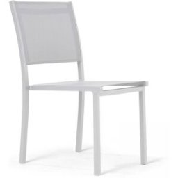 Oviala Silla de jardín de aluminio y textileno blanco