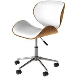 Maison Pavane Silla giratoria de oficina en piel sintética blanca 79-91cm