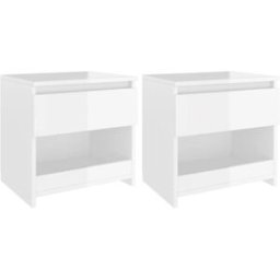 Maison Chic Juego de 2 mesitas de noche madera blanco brillo 40x30x30 cm