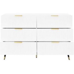 Urban Meuble Aparador elegante blanco diseño moderno, 6 cajones tiradores