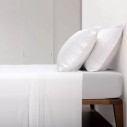 Casa da Laura Sábanas 100% algodón 300 hilos bordado blanco cama 135/140 1 almohad