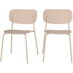 Maison Pavane Conjunto de 2 sillas apilables de jardín de plástico beige