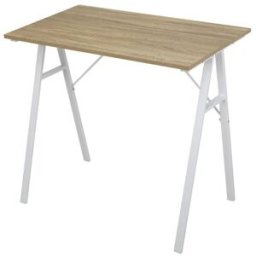 Mobili Rebecca Escritorio compacto de fibra de madera y acero beige y blanco