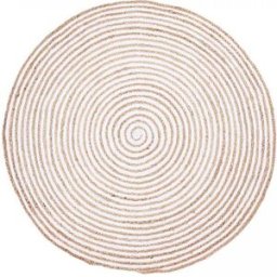 Un amour de tapis Alfombra redonda de yute tejida a mano ideal para salón, blanca ø150cm