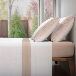 Casa da Laura Sábanas 100% algodón 200 hilos marrón cama 150/160 1 almohada 45 x