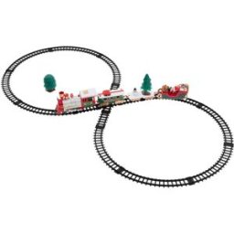 ECD Germany Tren para árbol de navidad 22 piezas con 3 vagones, vías, luz y sonido