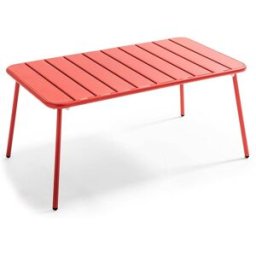 Oviala Mesa de jardín de acero rojo 90 x 50 cm