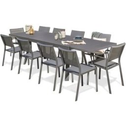 dcb garden Conjunto de comedor de jardín 10 plazas de aluminio