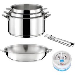Cuisinox Lote de 6 piezas - 3 cacerolas de 16/18/20 cm, 1 sartén de acero inox