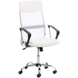 CLP Silla de oficina giratoria regulable en simil cuero blanco