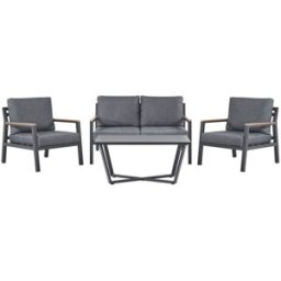 Beliani Conjunto de jardín con mesa 4 plazas metal gris