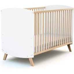 AT4 Cuna de madera 60 x 120 cm blanco y haya