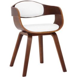 CLP Silla de madera con asiento en Simil cuero Nogal/blanco
