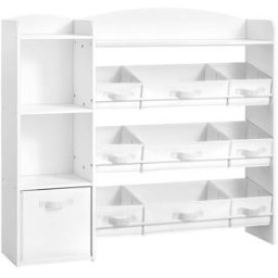 SONGMICS Estantería infantil montessori con 9 cestas y 1 cajón de color blanco