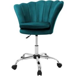 ML-Design Silla de oficina terciopelo azul giratorio 360° con 5 ruedas