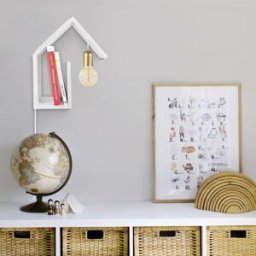 Tosel Aplique de pared brazo madera blanco