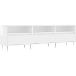 Maison Chic Mueble tv madera contrachapada blanco brillo 150x30x44,5 cm