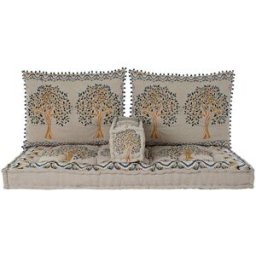 NIYLO Conjunto de 4 cojines de suelo de algodón beige 145x76x1 cm