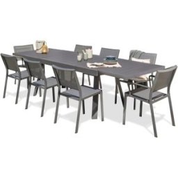 dcb garden Conjunto de comedor de jardín 8 plazas de aluminio