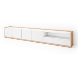 Skraut home Mueble tv efecto madera blanco y roble 310x37x50cm