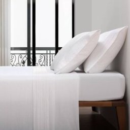 Casa da Laura Sábanas 100% algodón 200 hilos pregas blanco cama 150/160 1 almohada