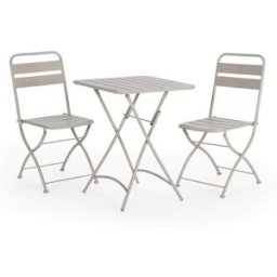 HOMN Conjunto muebles de jardín 3 piezas gris, mesa y 2 sillas