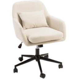 MACABANE Silla de oficina con ruedas de tela beige y respaldo cuadrado