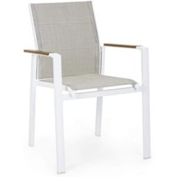 Bizzotto Conjunto de 6 sillas de aluminio y textilene en Polywood blanco
