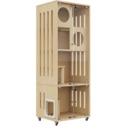 Urban Cocon Villa para gatos móvil multinivel de madera natural 60 cm