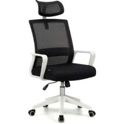 duehome Silla de oficina ergonómica 111-121x51 cm tex tejido blanco - negro