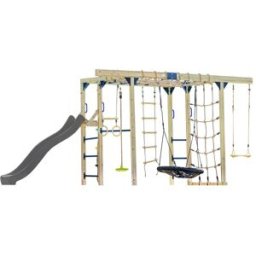 Axi Parque infantil de madera marrón con tobogán gris