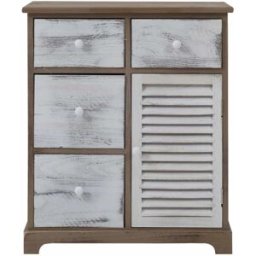 Mobili Rebecca Mueble de almacenaje de 4 cajones y 1 puerta en madera blanco y marrón