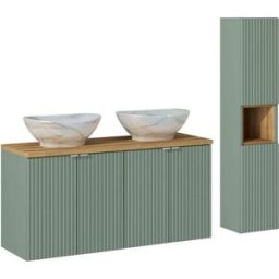 Petits meubles Conjunto de muebles doble lavabo paneles de melamina y mdf verde