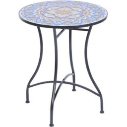 NIYLO Mesa de acero y cerámica mosaico multicolor 60x60x72 cm