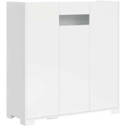 Itamoby Aparador alto 3 puertas 100x35x110 cm, blanco brillante
