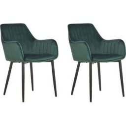 Beliani Conjunto de 2 sillas de comedor terciopelo verde oscuro