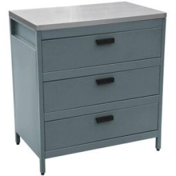 sweeek Módulo cocina exterior de acero 3 cajones, 80cm, azul gris