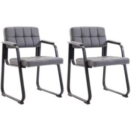 CLP Set de 2 sillas con patas de metal y asiento en Simil cuero Gris