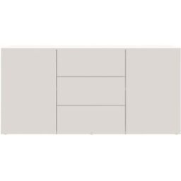Whous Aparador 2 puertas 3 cajones 160 cm efecto madera color blanco brillo