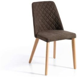 Pondecor Set de 2 sillas Oregon con patas madera roble y tela marrón