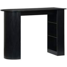 sweeek Mesa alta de cocina de madera con espacio de almacenamiento, negro