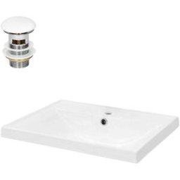 ML-Design Lavabo blanco de cerámica con juego de drenaje con reborsadero