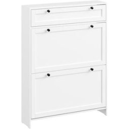 SoBuy Armario zapatero con un cajón blanco 80x19x107cm moderno