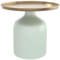 Maison Pavane Mesa auxiliar redonda de metal verde agua y latón d44,5 cm