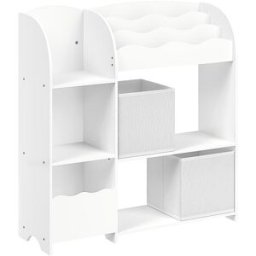 SONGMICS Estantería de juguetes con 2 cajones de color blanco