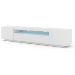 AKL FURNITURE Mueble para TV efecto madera Blanco LED
