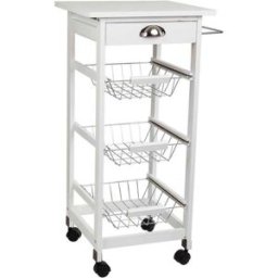 Wanderlust deco Carro de cocina de madera blanco 40x37x82