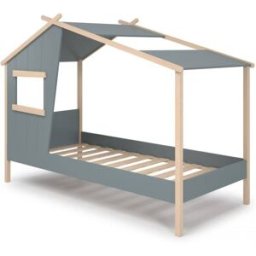 duehome Cama infantil con diseño de cabaña 103x215,5 cm verde salvia oak soft