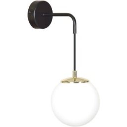 Wonderlamp Aplique de pared elegante negro y dorado con esfera de cristal
