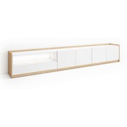 Skraut home Mueble tv efecto madera blanco y roble 310x37x50cm con led